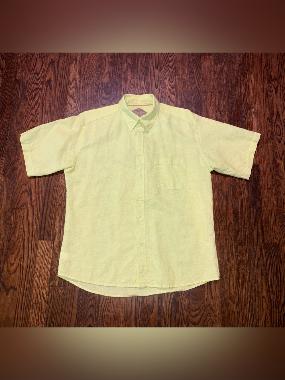 Bills Khakis Classic Fit Short Sleeve Button-Down Linen Cotton Shirt Yellow L